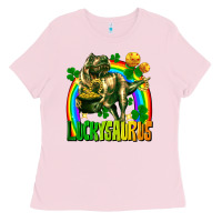 Bubblegum Pink luckysaurus Ladies Tee - FaDigitalArtStudio