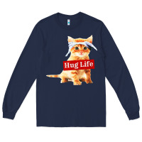 Navy hug life kitty cat Long Sleeve Tee - linhVisuals