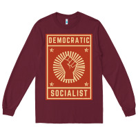 Burgundy democratic socialist Long Sleeve Tee - linhVisuals