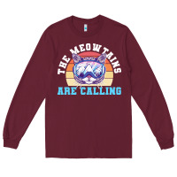 Burgundy skiing t  shirt ski goggles cat the meowtains are calling skier winter Long Sleeve Tee - linhVisuals