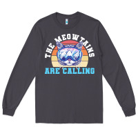 Smoke skiing t  shirt ski goggles cat the meowtains are calling skier winter Long Sleeve Tee - linhVisuals
