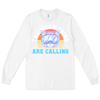 White skiing t  shirt ski goggles cat the meowtains are calling skier winter Long Sleeve Tee - linhVisuals