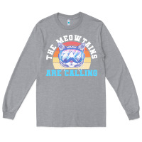 Heather Grey skiing t  shirt ski goggles cat the meowtains are calling skier winter Long Sleeve Tee - linhVisuals
