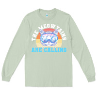 Matcha skiing t  shirt ski goggles cat the meowtains are calling skier winter Long Sleeve Tee - linhVisuals