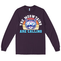 Plum skiing t  shirt ski goggles cat the meowtains are calling skier winter Long Sleeve Tee - linhVisuals
