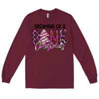 Burgundy Dreaming Of A Pink Christmas Long Sleeve Tee - CowhideDigitalArt