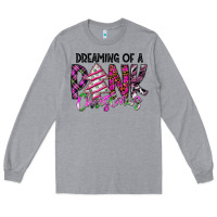 Heather Grey Dreaming Of A Pink Christmas Long Sleeve Tee - CowhideDigitalArt