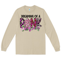 Mushroom Dreaming Of A Pink Christmas Long Sleeve Tee - CowhideDigitalArt