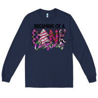 Navy Dreaming Of A Pink Christmas Long Sleeve Tee - CowhideDigitalArt