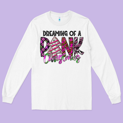 Dreaming Of A Pink Christmas Long Sleeve Tee Designed By Cowhidedigitalart