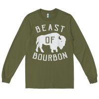 Army Green beast of bourbon drinking whiskey design bison buffalo party t shirt Long Sleeve Tee - linhVisuals
