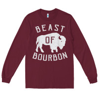 Burgundy beast of bourbon drinking whiskey design bison buffalo party t shirt Long Sleeve Tee - linhVisuals
