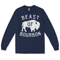 Navy beast of bourbon drinking whiskey design bison buffalo party t shirt Long Sleeve Tee - linhVisuals