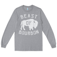Heather Grey beast of bourbon drinking whiskey design bison buffalo party t shirt Long Sleeve Tee - linhVisuals