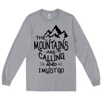 Heather Grey the mountains are calling and i must go   black Long Sleeve Tee - linhVisuals