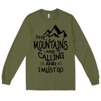 Army Green the mountains are calling and i must go   black Long Sleeve Tee - linhVisuals