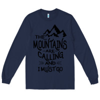 Navy the mountains are calling and i must go   black Long Sleeve Tee - linhVisuals