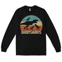 Black daddy dinosaur daddysaurus 3 three kids xmas christmas gift t shirt Long Sleeve Tee - linhVisuals
