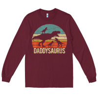 Burgundy daddy dinosaur daddysaurus 3 three kids xmas christmas gift t shirt Long Sleeve Tee - linhVisuals