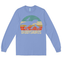 Colony Blue daddy dinosaur daddysaurus 3 three kids xmas christmas gift t shirt Long Sleeve Tee - linhVisuals