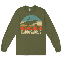 Army Green daddy dinosaur daddysaurus 3 three kids xmas christmas gift t shirt Long Sleeve Tee - linhVisuals