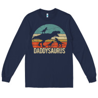 Navy daddy dinosaur daddysaurus 3 three kids xmas christmas gift t shirt Long Sleeve Tee - linhVisuals