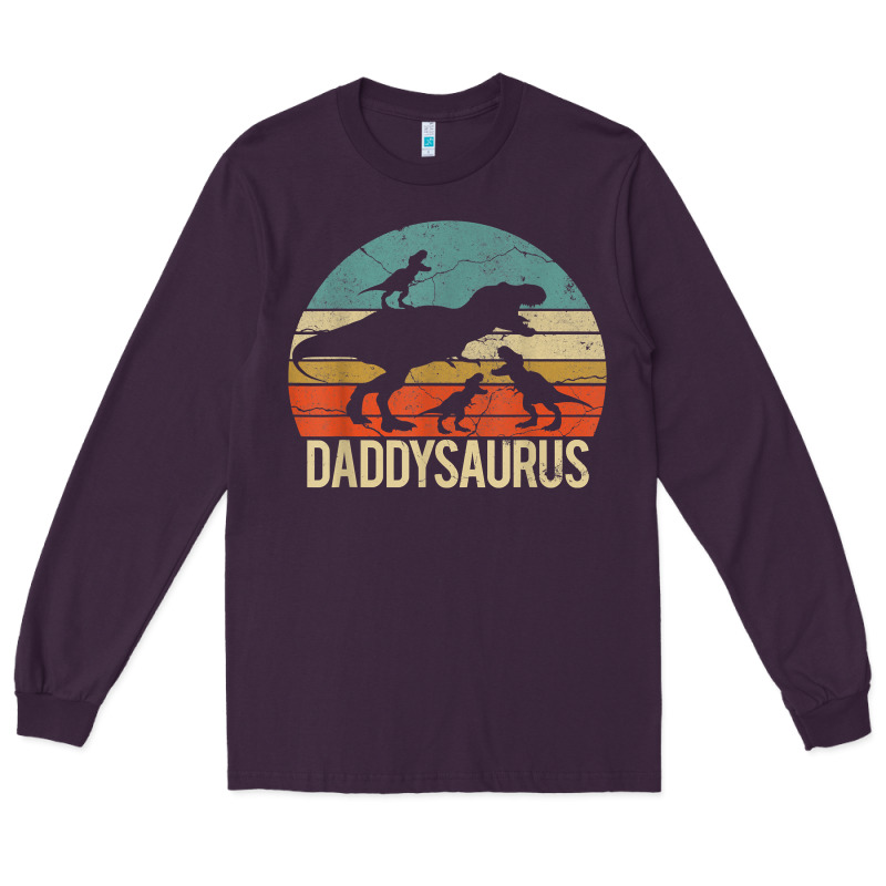 Daddy Dinosaur Daddysaurus 3 Three Kids Xmas Christmas Gift T Shirt Long Sleeve Tee by linhVisuals | Teevron