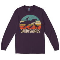 Plum daddy dinosaur daddysaurus 3 three kids xmas christmas gift t shirt Long Sleeve Tee - linhVisuals