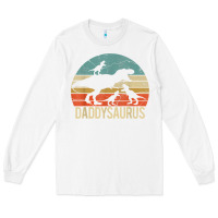 White daddy dinosaur daddysaurus 3 three kids xmas christmas gift t shirt Long Sleeve Tee - linhVisuals