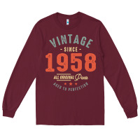 Burgundy Vintage Since 1958 - 64th Birthday Retro Classic Long Sleeve Tee - linhVisuals