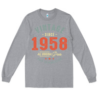 Heather Grey Vintage Since 1958 - 64th Birthday Retro Classic Long Sleeve Tee - linhVisuals