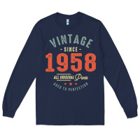 Navy Vintage Since 1958 - 64th Birthday Retro Classic Long Sleeve Tee - linhVisuals