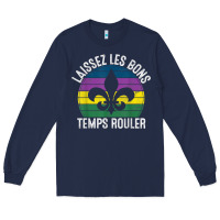 Navy laissez les bons temps rouler gift mardi gras masquerade t shirt Long Sleeve Tee - linhVisuals