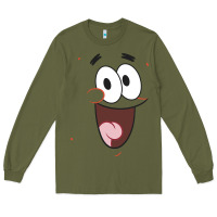 Army Green sponge.bob squa.re.pants patrick face portrait Long Sleeve Tee - linhVisuals