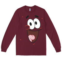 Burgundy sponge.bob squa.re.pants patrick face portrait Long Sleeve Tee - linhVisuals