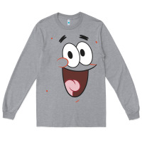 Heather Grey sponge.bob squa.re.pants patrick face portrait Long Sleeve Tee - linhVisuals