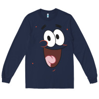 Navy sponge.bob squa.re.pants patrick face portrait Long Sleeve Tee - linhVisuals