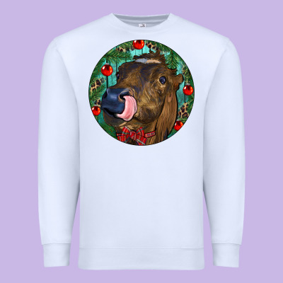 Longhorn Cow Christmas Premium Sweatshirt Designed By Ranaportraitstore
