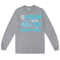 Heather Grey into the ocean i go to find my soul Long Sleeve Tee - linhVisuals