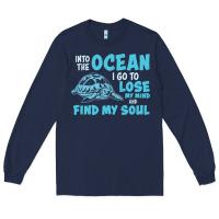 Navy into the ocean i go to find my soul Long Sleeve Tee - linhVisuals