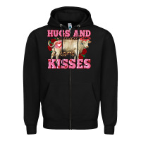 Black hugs and kisses charolais bull Zipper Hoodie - RanaPortraitStore