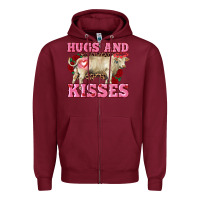 Burgundy hugs and kisses charolais bull Zipper Hoodie - RanaPortraitStore