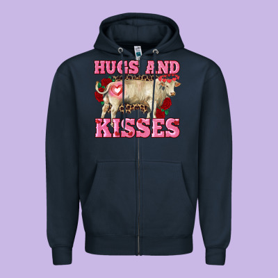 Hugs And Kisses Charolais Bull Zipper Hoodie Designed By Ranaportraitstore