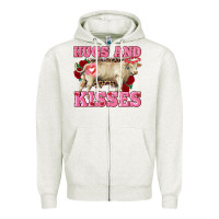 Oatmeal Heather hugs and kisses charolais bull Zipper Hoodie - RanaPortraitStore