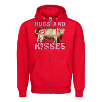 Red hugs and kisses charolais bull Zipper Hoodie - RanaPortraitStore