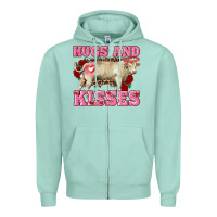 Seafoam hugs and kisses charolais bull Zipper Hoodie - RanaPortraitStore