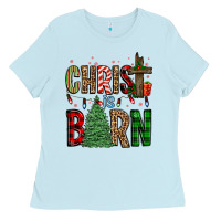 Baby Blue christ is born Ladies Tee - FaDigitalArtStudio