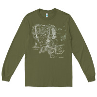 Army Green middle earth map [tb] Long Sleeve Tee - linhVisuals