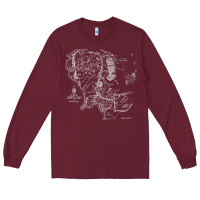 Burgundy middle earth map [tb] Long Sleeve Tee - linhVisuals