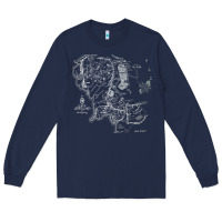 Navy middle earth map [tb] Long Sleeve Tee - linhVisuals